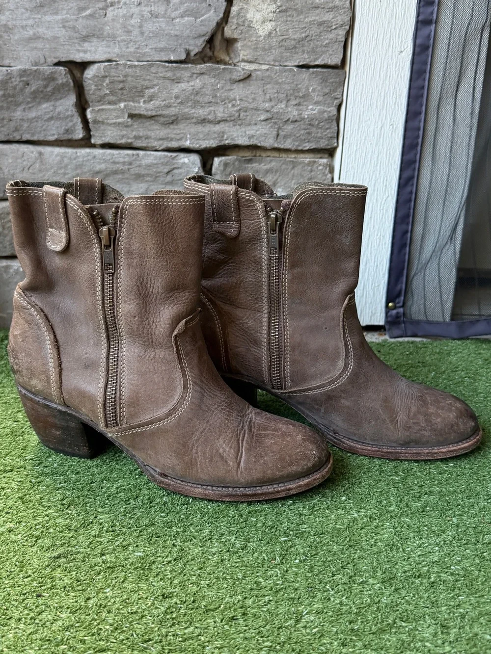 Freebird by Steven Austin Distressed Brown Leather Women’s Ankle Boots